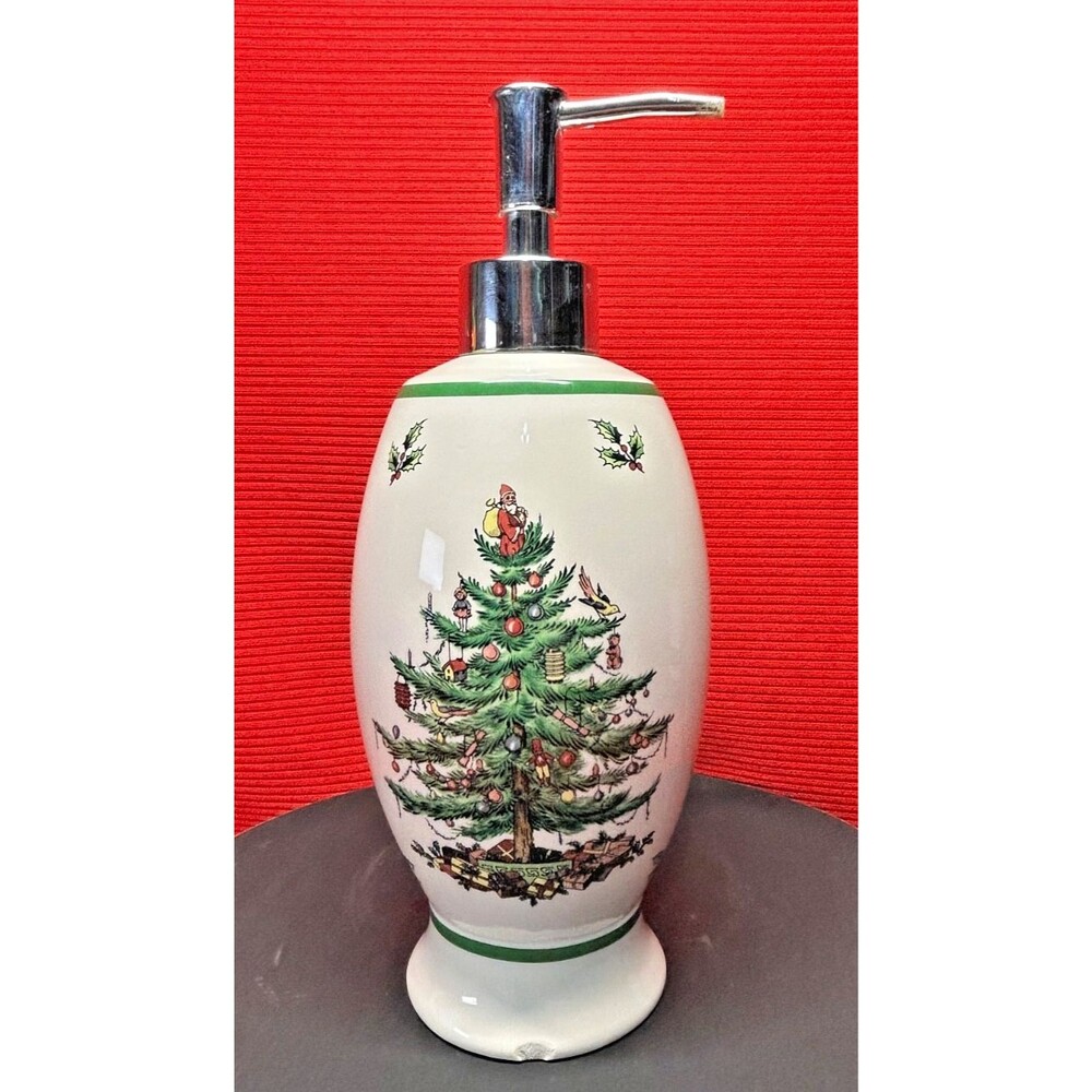 Spode Christmas Tree Soap/ Lotion Dispenser  8 1/2"